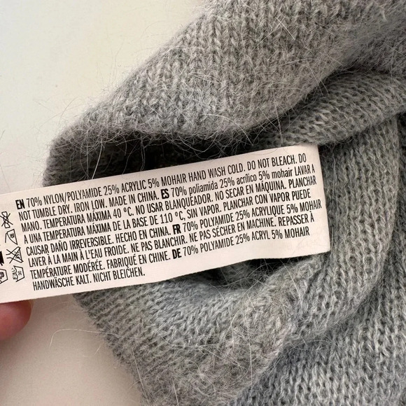 Revolve- Endless Rose- NWT-Cut Out Sleeve- Romantic Sweater- Mohair-Grey- M - Picture 8 of 13